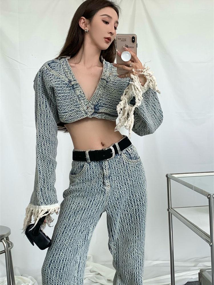 Women' Two Piece Pants 2023 Autumn Arrivals Long Tassel Sleeve Single Button Denim Short Jackethigh Waist Full Jeans Set Women, Picture color
Women' Two Piece Pants 2023 Autumn Arrivals Long Tassel Sleeve Single Button Denim Short Jackethigh Waist Full Jeans Set Women, Picture color