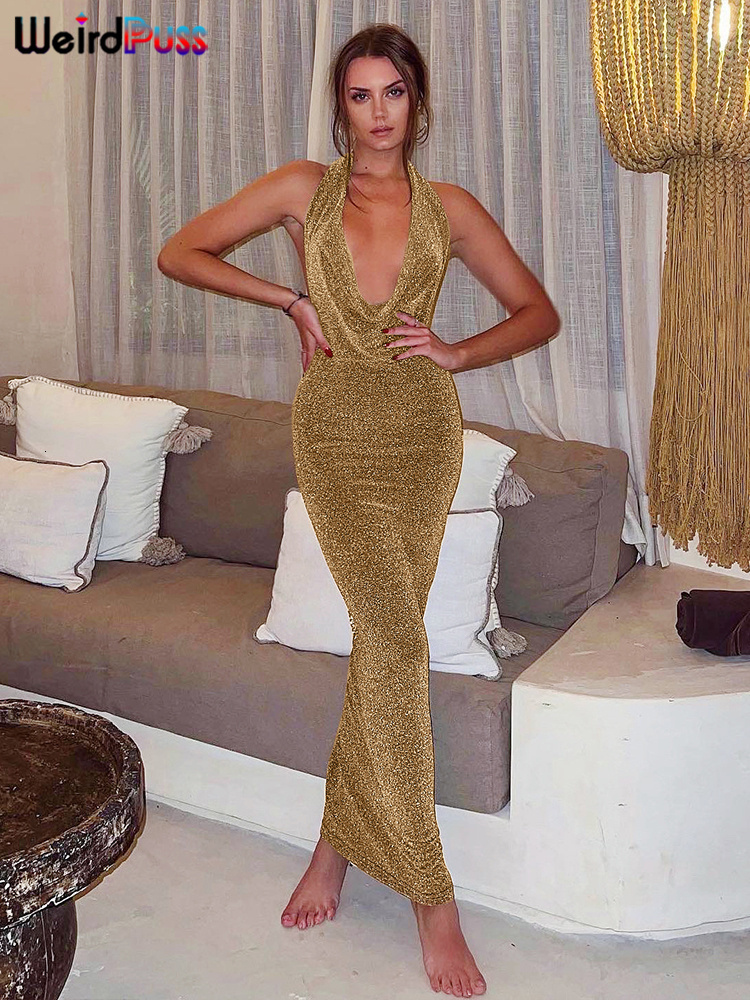 Casual Dresses Weird Puss Glitter Halter Elegant Dres Summer Backless Chain Deep v Neck Skinny Bodycon Elastic Birthday Party Clubwear 230420, Gold
Casual Dresses Weird Puss Glitter Halter Elegant Dres Summer Backless Chain Deep v Neck Skinny Bodycon Elastic Birthday Party Clubwear 230420, Gold