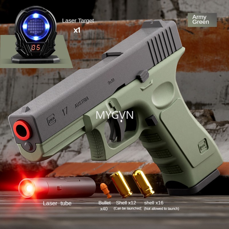 Multi-functional Soft Bullets Laser Toy Gun Shell Ejected Manual Continous Firing Pistol Double Magazine with Target Outdoor Game Cs Prop Gifts for Bo