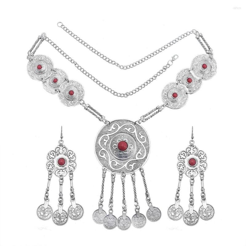 Necklace Earrings Set Gypsy Vintage Women Red Blue Stone Pendant Earring Sets Coin Tassel Statement Bohemian Tribal Party Jewelry, Picture shown
Necklace Earrings Set Gypsy Vintage Women Red Blue Stone Pendant Earring Sets Coin Tassel Statement Bohemian Tribal Party Jewelry, Picture shown
