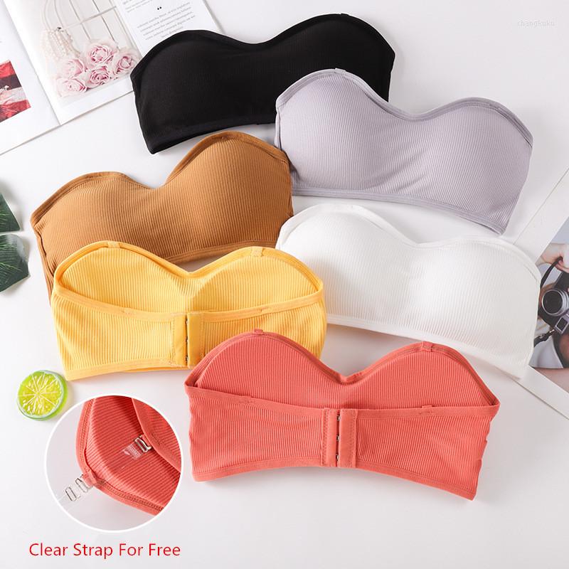 

Bras Strapless Tube Tops Women Crop Top Seamless Underwear Back Closure Sexy Lingerie Female Wrap Chest Padded Bandeau, Black