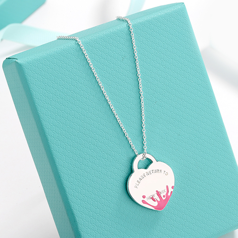 100% Silver Heart Necklace Womens 19mm love Tag Vintage Return T Couple Key Splashed flower blue engraved logo Jewelry on Neck Valentine Day Gifts for Girlfriend Lover
100% Silver Heart Necklace Womens 19mm love Tag Vintage Return T Couple Key Splashed flower blue engraved logo Jewelry on Neck Valentine Day Gifts for Girlfriend Lover