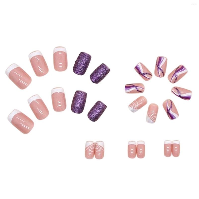 False Nails Purple Flash Powder Short Fake Bright Color And Catching Look Design For Women Girl Nail Salon, Black
False Nails Purple Flash Powder Short Fake Bright Color And Catching Look Design For Women Girl Nail Salon, Black