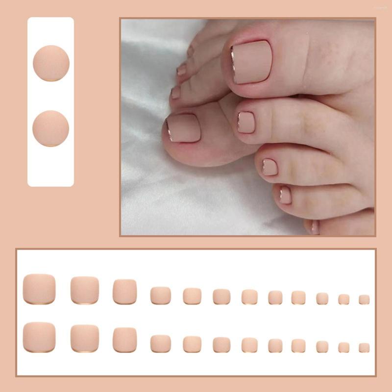 False Nails Solid Color Frosted Gold Edge French Nail Patch Foot Wear Special Clear Extensions, Pink
False Nails Solid Color Frosted Gold Edge French Nail Patch Foot Wear Special Clear Extensions, Pink