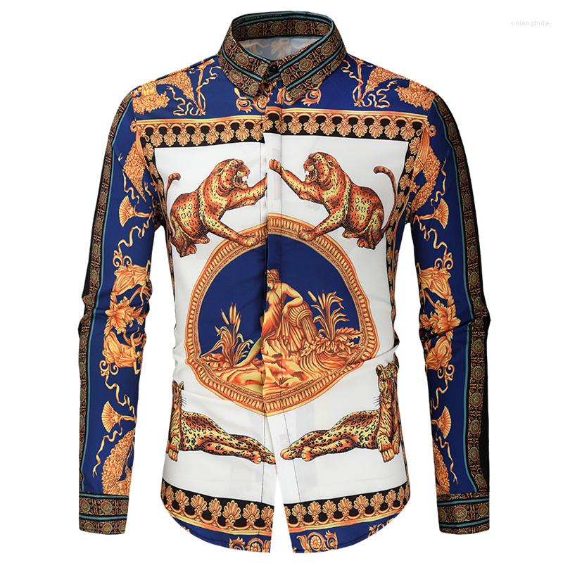 Men's Casual Shirts 2023 Mens Floral Dress Long Sleeve Slim Fit Male Shirt Fashion Luxury 3d Printed Button Down For Party Wedding