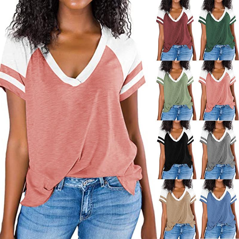 Women's T Shirts Loose T-shirts Women Jumper Short Sleeve V-neck Tops Woman Pullovers Female Sexy Fashion Cotton Stripe Cloth Undershit, Black
Women's T Shirts Loose T-shirts Women Jumper Short Sleeve V-neck Tops Woman Pullovers Female Sexy Fashion Cotton Stripe Cloth Undershit, Black