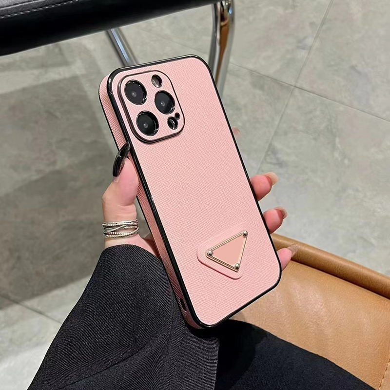 Designer Phone Case for Apple iPhone 17 16 Pro Max Cases 15 Promax Case 14 Plus 13 12 11 Luxury PU Leather Full Coverage Lens Ring Velvet Lining Back Cover Coque Funda Pink