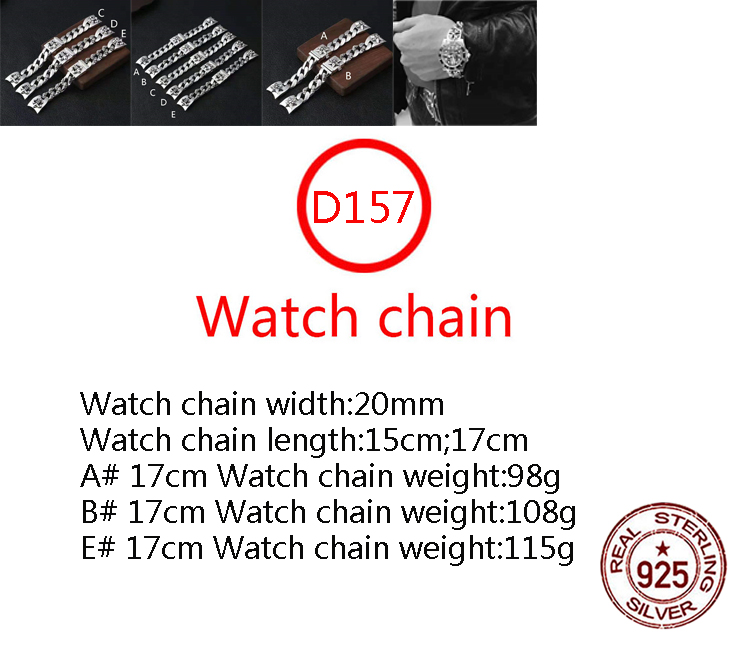 D157 S925 Sterling Silver Watch Chain Hip Hop Street Fashion Couple Jewelry Personalized Punk Style Solid Hexagram Boat Anchor Letter Lover Gift
D157 S925 Sterling Silver Watch Chain Hip Hop Street Fashion Couple Jewelry Personalized Punk Style Solid Hexagram Boat Anchor Letter Lover Gift