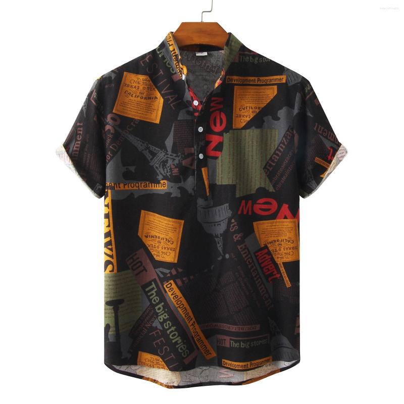 Men's Casual Shirts Mens Vintage Spaper Print Beach Slim Short Sleeve Cotton Linen Hawaiian Shirt Men Streetwear Holiday Vacation Clothing, As picture show
Men's Casual Shirts Mens Vintage Spaper Print Beach Slim Short Sleeve Cotton Linen Hawaiian Shirt Men Streetwear Holiday Vacation Clothing, As picture show