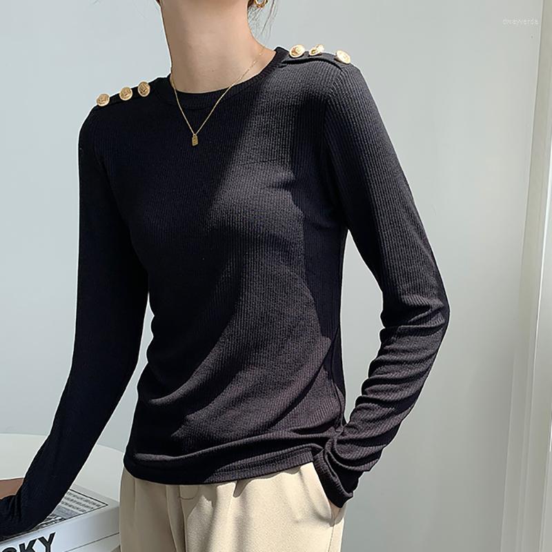 Women's T Shirts Autumn Women O-Neck Long Sleeve Cotton Tee Shirt Female Solid Slim Button Korean Fashion Tees Screw Thread Tshirts Ladies, Black
Women's T Shirts Autumn Women O-Neck Long Sleeve Cotton Tee Shirt Female Solid Slim Button Korean Fashion Tees Screw Thread Tshirts Ladies, Black
