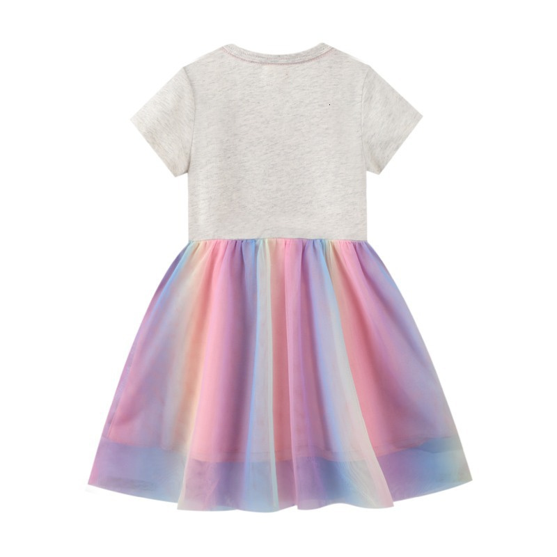Girl s Dresses Jumping Meters Arrival Unicorn Beading Princess Party Girls Summer Toddler Clothes Cotton Kids Costume Baby Frocks 230420