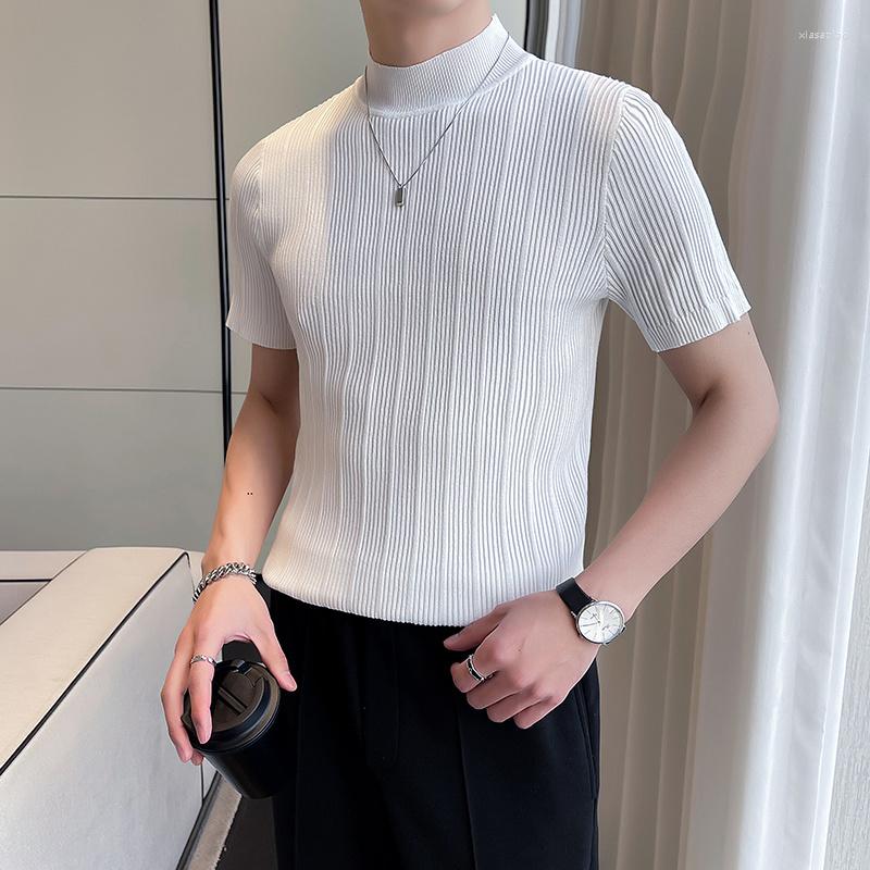 Men's T Shirts Summer Knitted Short-sleeved T-shirt Men Slim Fashion Casual Stand Collar Shirt British Style Knit Tshirt Mens Top M-4XL, White
Men's T Shirts Summer Knitted Short-sleeved T-shirt Men Slim Fashion Casual Stand Collar Shirt British Style Knit Tshirt Mens Top M-4XL, White