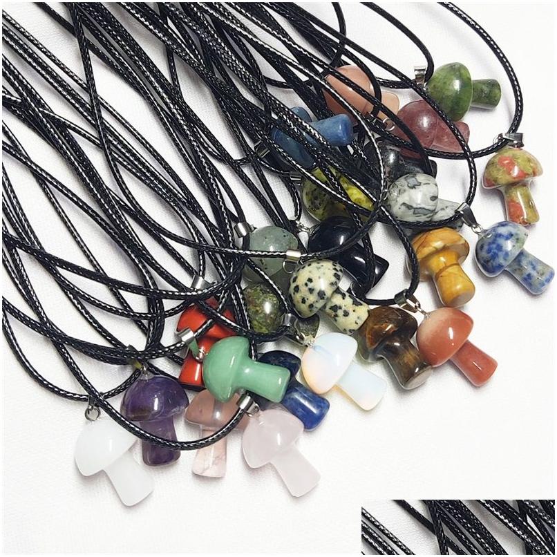 Pendant Necklaces Carved Gemstones Mushroom Charms Black Rope Chain Women Healing Crystals Figurine Necklace Jewelry Drop Delivery Pe Dhbi2
Pendant Necklaces Carved Gemstones Mushroom Charms Black Rope Chain Women Healing Crystals Figurine Necklace Jewelry Drop Delivery Pe Dhbi2