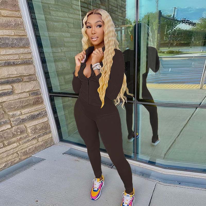 Tracksuit Women Women's Two Piece Pants Autumn Casual Two Piece Set Hooded Crop Tops Sporty Leggings Matching Stretchy Soft Skinny Fitness Slim S