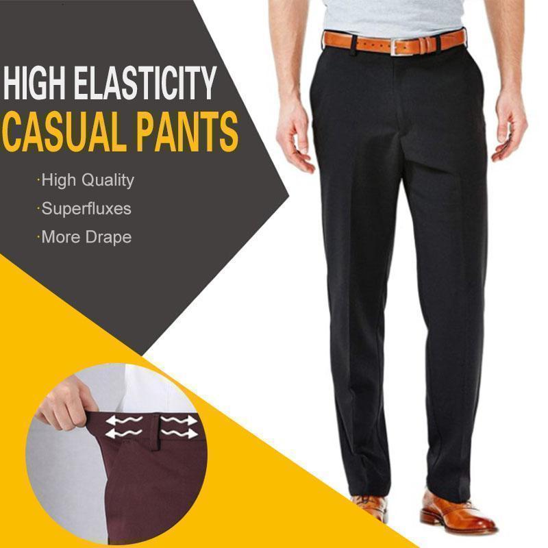 Men's Pants High Stretch Men's Classic Pants Summer Autumn Casual Pants Elastic High Waist Jogger Trousers Male Business Pants Drop 230420