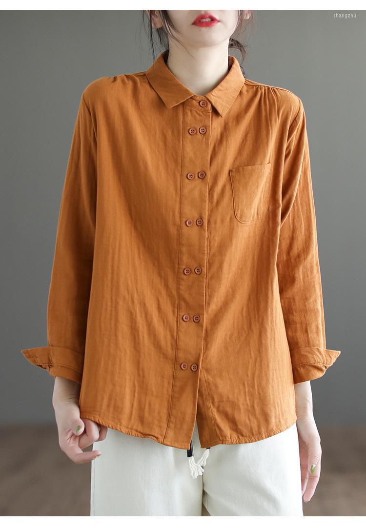 Women's Blouses Cotton Women Shirt Cardigan Solid Color 2023 Spring Summer Double-breasted Casual Pockets Basic Tops Female YoYiKamomo, Orange
Women's Blouses Cotton Women Shirt Cardigan Solid Color 2023 Spring Summer Double-breasted Casual Pockets Basic Tops Female YoYiKamomo, Orange