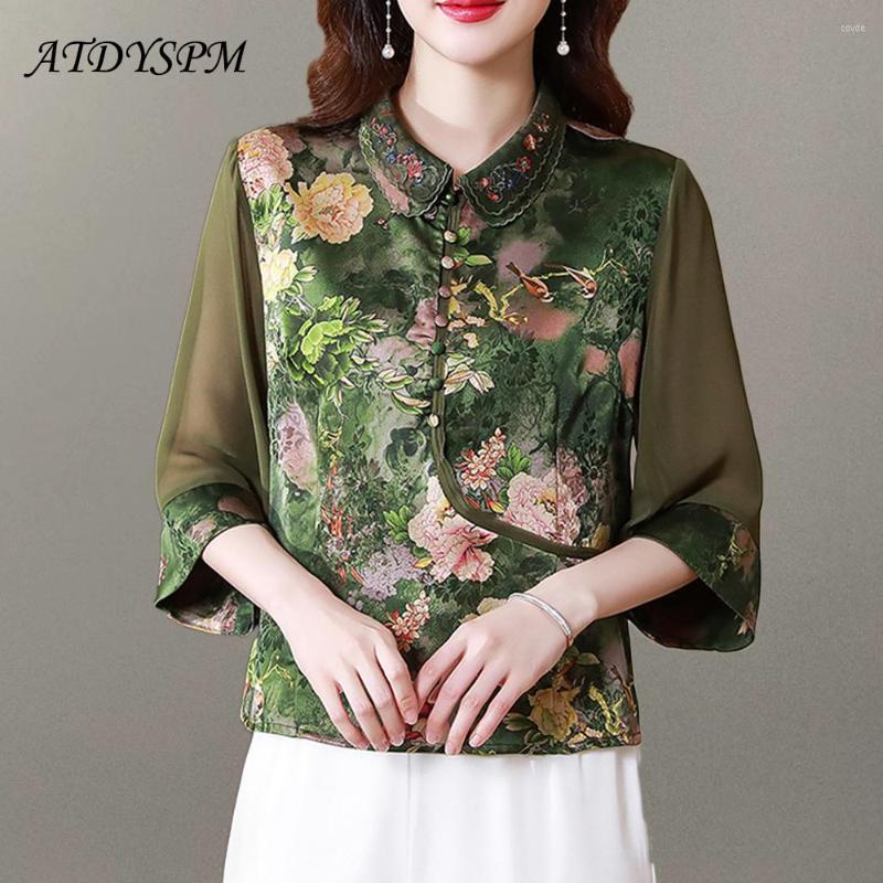 Women's Blouses Fashion Vintage Chinese Style Silk Shirts For Women Elegant Ladies Embroidery And Printed Straight Tops Female Casual, Green
Women's Blouses Fashion Vintage Chinese Style Silk Shirts For Women Elegant Ladies Embroidery And Printed Straight Tops Female Casual, Green