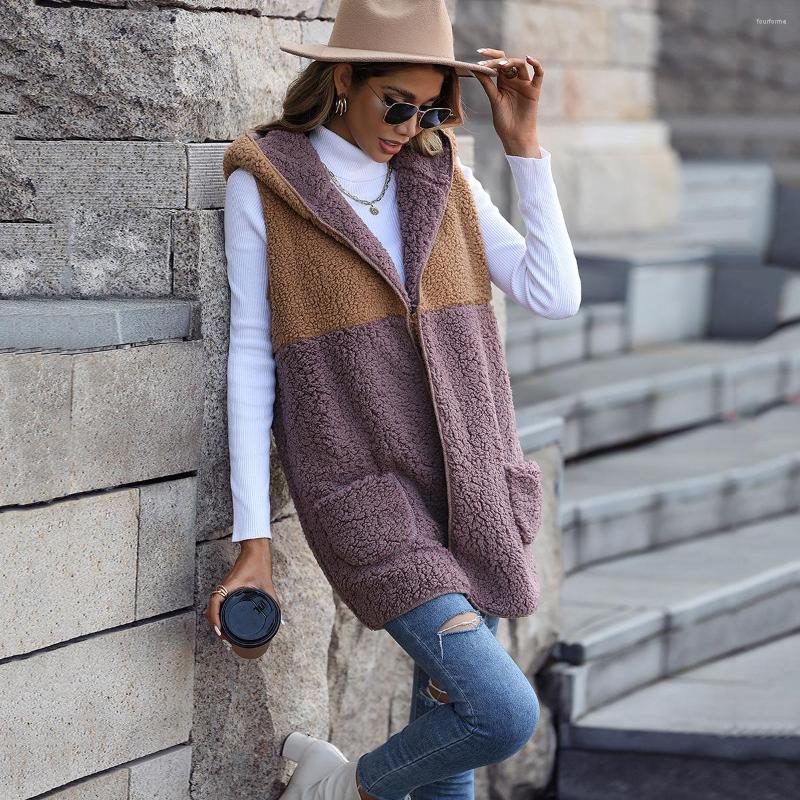 Women' Vests Glitter Fall Casual Women' Hooded Sleeveless Color Matching Pocket No Button Mid-length Bubble Fleece Cardigan
Women' Vests Glitter Fall Casual Women' Hooded Sleeveless Color Matching Pocket No Button Mid-length Bubble Fleece Cardigan