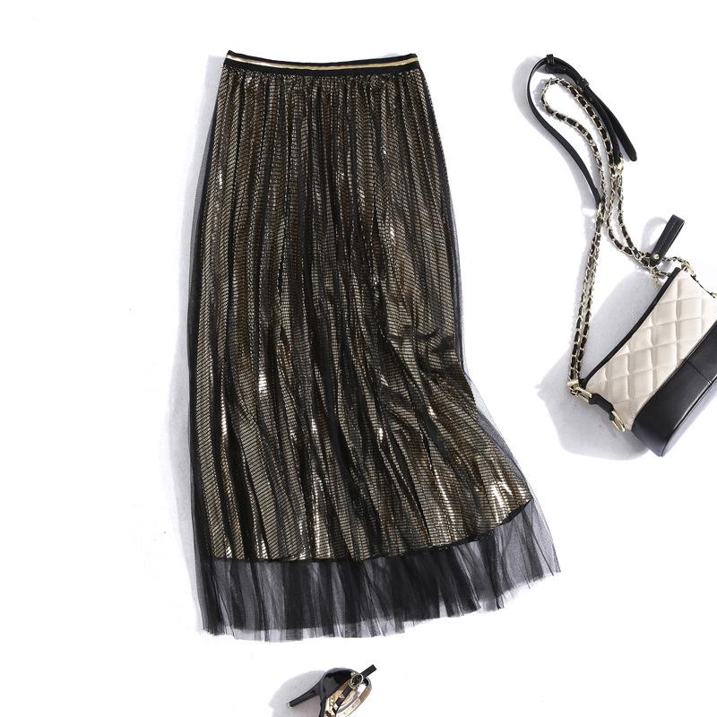 Skirts Gold Mesh Spliced Skirt 2023 Women High Waist Casual A Line Empire Sparkling Bottom Clothing Solid Sweet BG19-9935
Skirts Gold Mesh Spliced Skirt 2023 Women High Waist Casual A Line Empire Sparkling Bottom Clothing Solid Sweet BG19-9935