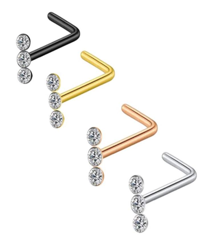 

CZ Body Piercing Jewelry Stainless Steel Cubic Zirconia Nose stud with Rhinestone7939526