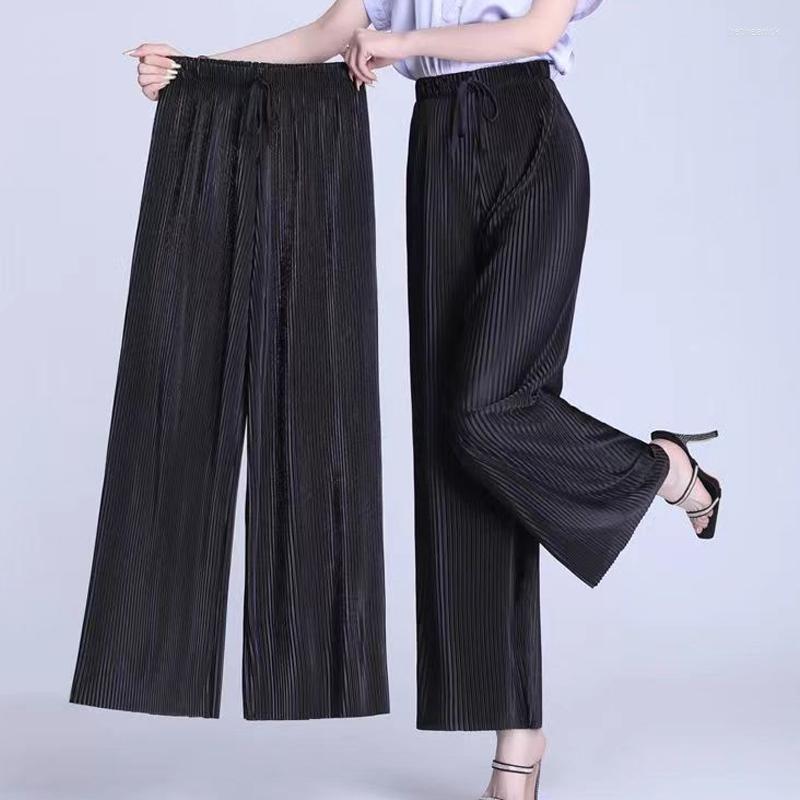 Women's Pants Ice Silk Pleated Wide Leg Women's Summer Thin Elastic Waist Loose Trousers Drawstring Casual Baggy Fashion
Women's Pants Ice Silk Pleated Wide Leg Women's Summer Thin Elastic Waist Loose Trousers Drawstring Casual Baggy Fashion