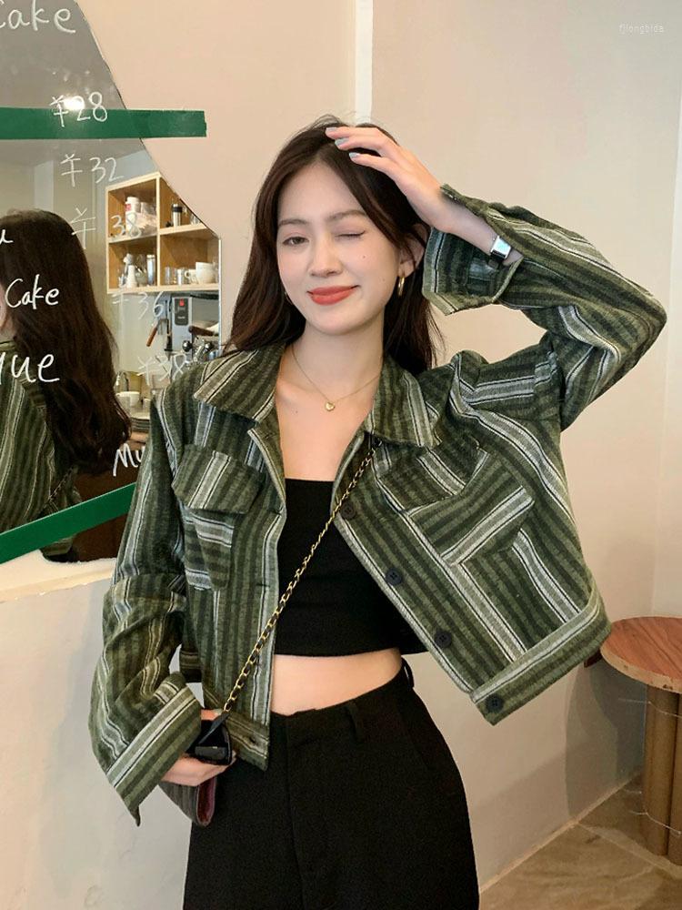 Women's Jackets Polo Neck Stripe Contrast Color Short Long-sleeved Jacket For Women Spring Autumn 2023 Design Sense Girls Wear Top, Gray
Women's Jackets Polo Neck Stripe Contrast Color Short Long-sleeved Jacket For Women Spring Autumn 2023 Design Sense Girls Wear Top, Gray