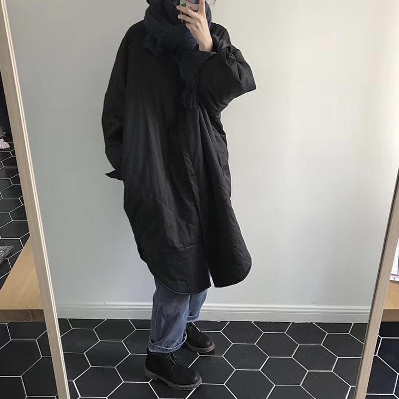 Leather Winter women's casual solid color lapel longsleeved loose long cotton jacket, White
Leather Winter women's casual solid color lapel longsleeved loose long cotton jacket, White