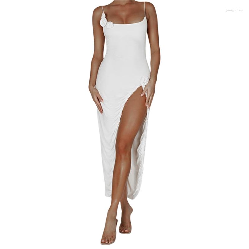 Casual Dresses Xingqing High Split Dress Y2k Aesthetic Women White Spaghetti Strap Sleeveless Ruched Bodycon With 3D Flower Clubwear, As photo shows
Casual Dresses Xingqing High Split Dress Y2k Aesthetic Women White Spaghetti Strap Sleeveless Ruched Bodycon With 3D Flower Clubwear, As photo shows