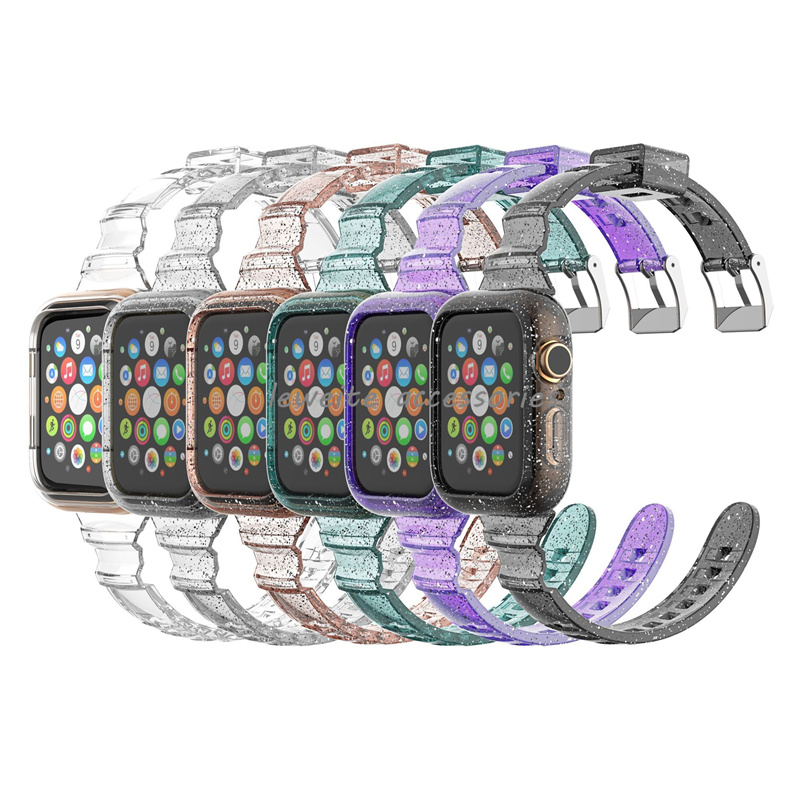 Clear Glitter Watch Strap with Protective case for Apple Watch Band 38mm 40mm 41mm 42mm 44mm 45mm Transparent TPU Sports Wristband for iWatch Series 8 SE 7 6 5 4 3 2 1
Clear Glitter Watch Strap with Protective case for Apple Watch Band 38mm 40mm 41mm 42mm 44mm 45mm Transparent TPU Sports Wristband for iWatch Series 8 SE 7 6 5 4 3 2 1