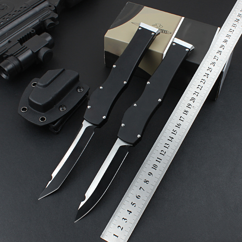 High End New Design Tactical Knife D2 Two-tone Black Blade CNC 6061-T6 Handle Outdoor Survival Knives with Kydex