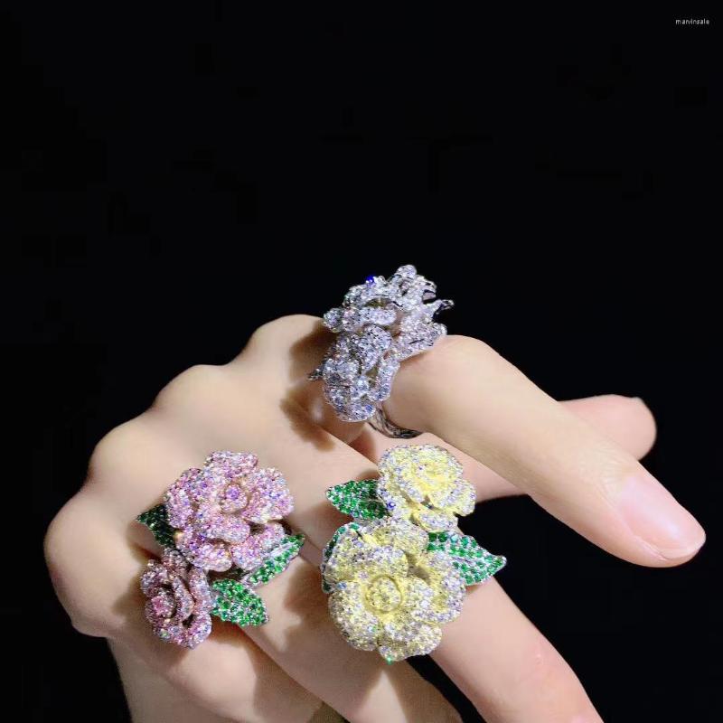 Cluster Rings Double Flowers Ring 925 Sterling Silver With Cubic Zircon Rose Flower Romantic Fine Women Jewelry Cocktail
Cluster Rings Double Flowers Ring 925 Sterling Silver With Cubic Zircon Rose Flower Romantic Fine Women Jewelry Cocktail
