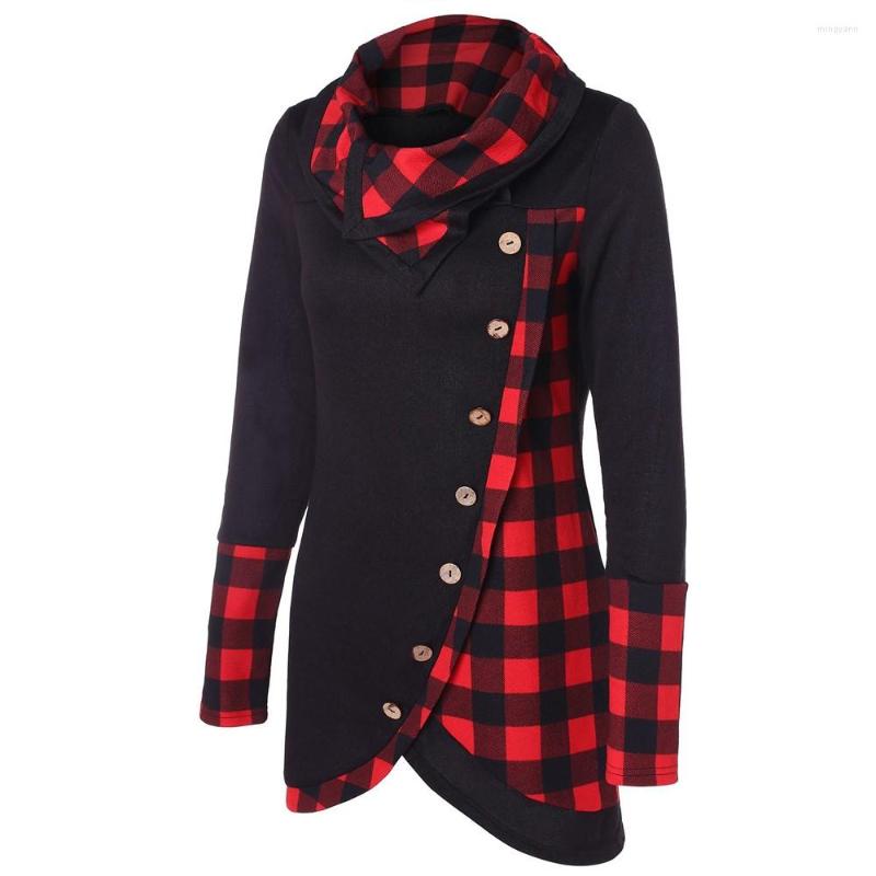 Women's T Shirts Design Women Long Sleeve Irregular Hem Plaid Button Turtleneck Tartan Tunic Sweatshirt Pullover Tops Year Gift, Black
Women's T Shirts Design Women Long Sleeve Irregular Hem Plaid Button Turtleneck Tartan Tunic Sweatshirt Pullover Tops Year Gift, Black