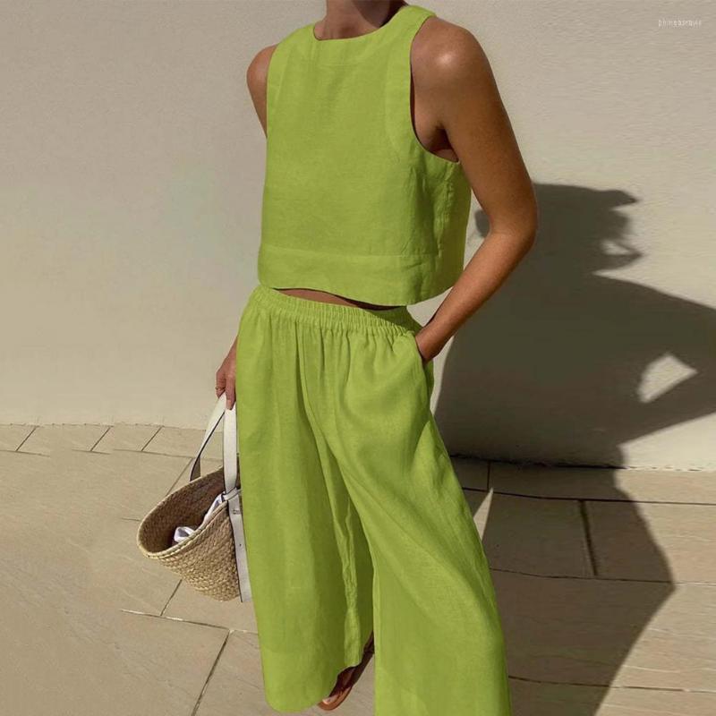 Women' Two Piece Pants 1 Set Women Vest Suit Solid Color Round Neck Sleeveless Outfit Wide Leg Casual Tank Top Long Trousers For Vacation, Black
Women' Two Piece Pants 1 Set Women Vest Suit Solid Color Round Neck Sleeveless Outfit Wide Leg Casual Tank Top Long Trousers For Vacation, Black