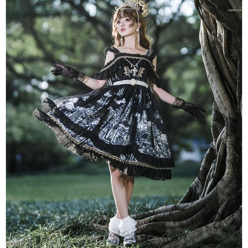 Casual Dresses Princess Lolita Dress Gothic Retro Victorian Suspender Printing Fashion Cute Women Sweet Soft Girl Jsk Harajuku, Black gloves
Casual Dresses Princess Lolita Dress Gothic Retro Victorian Suspender Printing Fashion Cute Women Sweet Soft Girl Jsk Harajuku, Black gloves