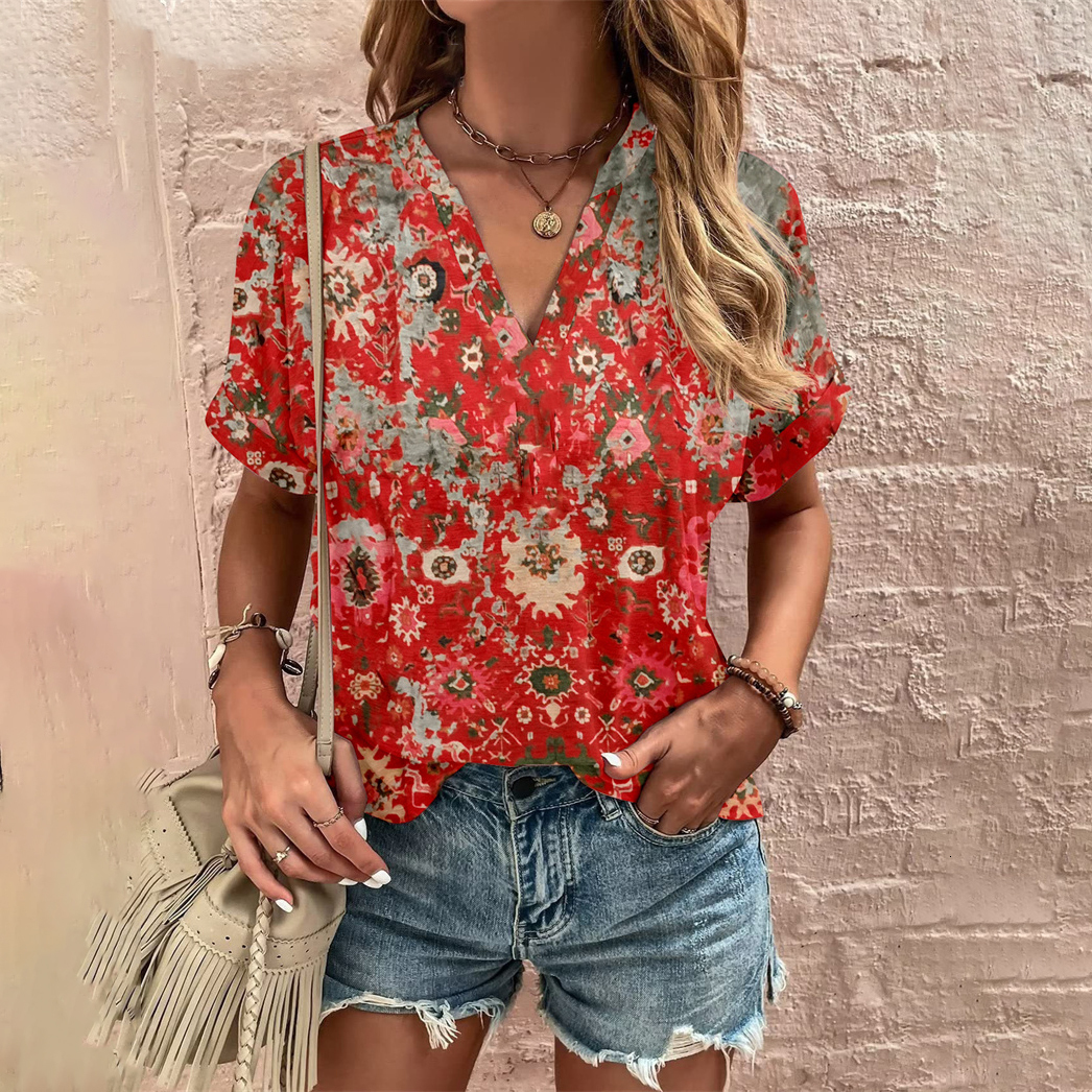Women's T Shirt Elegant Loose T shirt Ladies V Neck Short Sleeve Tops Summer Clothes Casual Pullover Print Tees Ethnic Women T Shirt 230419, K01-wj040303
Women's T Shirt Elegant Loose T shirt Ladies V Neck Short Sleeve Tops Summer Clothes Casual Pullover Print Tees Ethnic Women T Shirt 230419, K01-wj040303