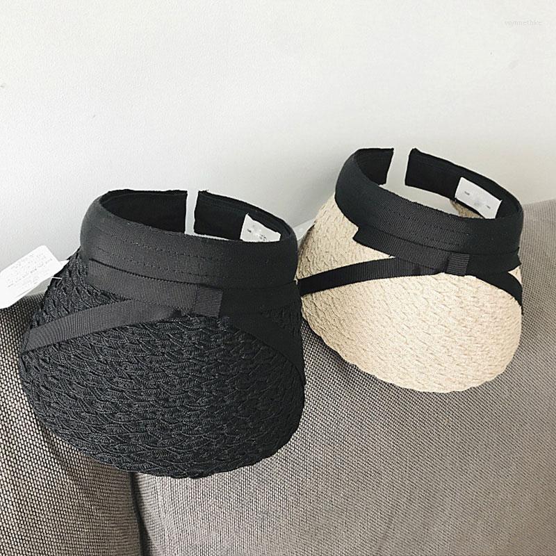 Wide Brim Hats Fashion Summer Women Sun Anti-UV Female Outdoor Caps Hand Made Straw Hat Casual Shade Empty Top Beach Black Visor, Beige 
Wide Brim Hats Fashion Summer Women Sun Anti-UV Female Outdoor Caps Hand Made Straw Hat Casual Shade Empty Top Beach Black Visor, Beige