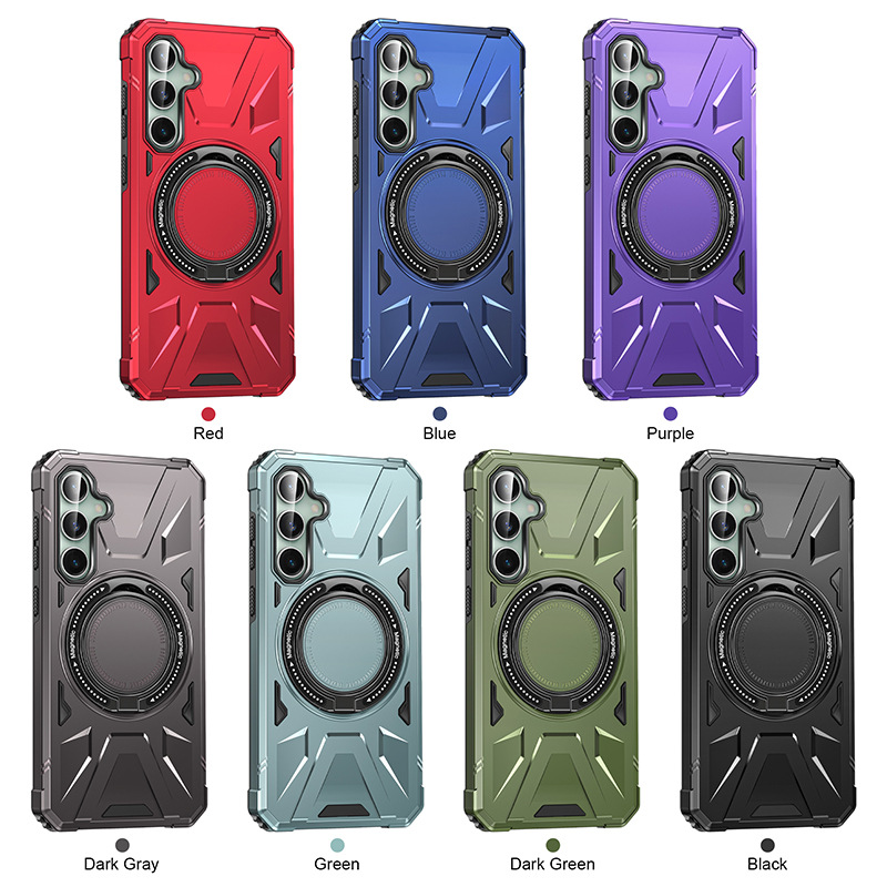 Magnetic Case with Ring Holder For Samsung Galaxy S24 S23 S25 Ultra Plus S23FE A54 A24 A34 A14 Car Mount Stand Armor Rugged Shockproof Full-body Prote