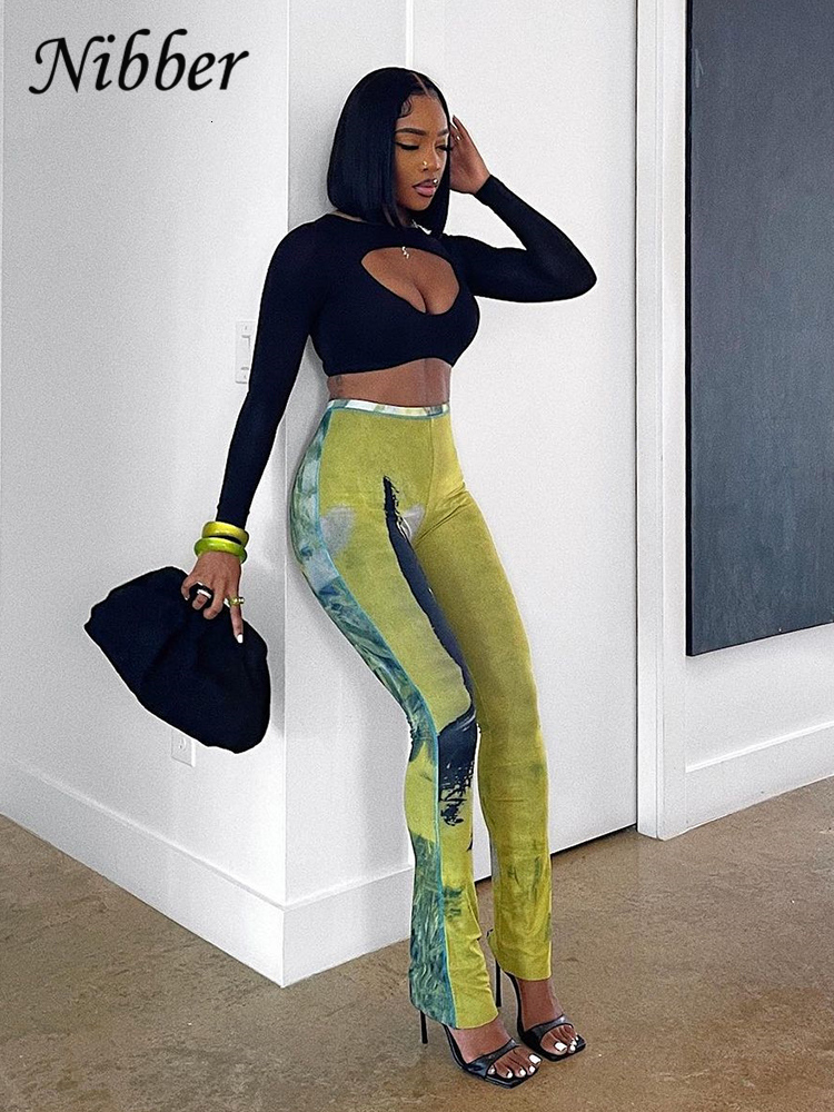 Women's Pants s Nibber Trousers Woman Contrast Color Waist Sexy Bag Hips Slim Fit AllMatch Female Everyday Outing 230419