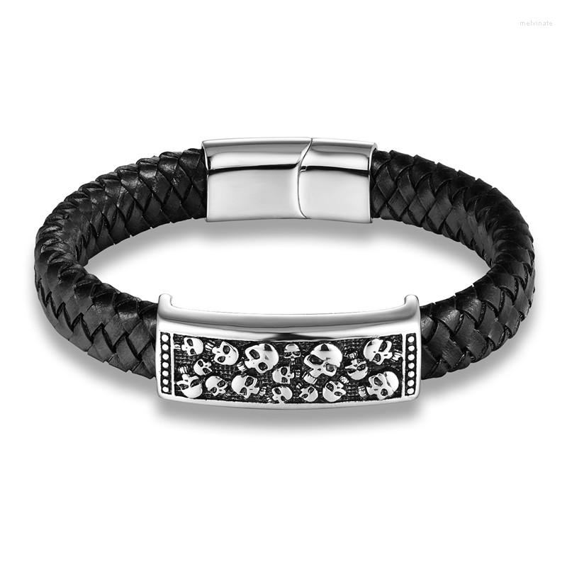 Charm Bracelets Punk Style Men Stainless Steel Bracelet High Quality Black Width Genuine Leather Skull Pirate Street Bangles Jewelry
Charm Bracelets Punk Style Men Stainless Steel Bracelet High Quality Black Width Genuine Leather Skull Pirate Street Bangles Jewelry