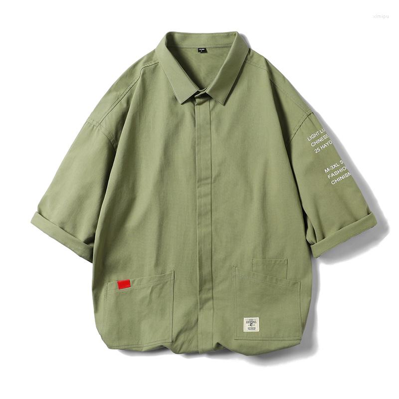 Men's Casual Shirts Streetwear Harajuku Men's Dress Three Quarter Army Turn Down Men Clothing, Gray
Men's Casual Shirts Streetwear Harajuku Men's Dress Three Quarter Army Turn Down Men Clothing, Gray