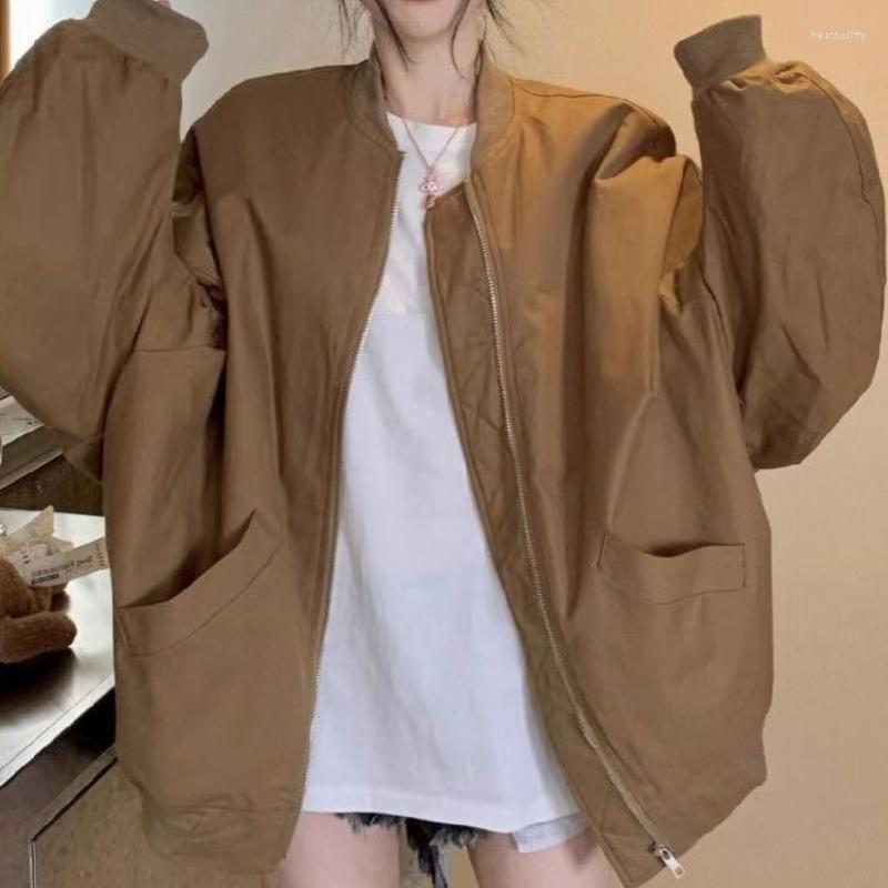 Women's Jackets Deeptown Vintage Baseball Jacket Chic And Elegant Aesthetic Oversize Zipper Women Streetwear Fashion Autumn Winter Coat, Brown
Women's Jackets Deeptown Vintage Baseball Jacket Chic And Elegant Aesthetic Oversize Zipper Women Streetwear Fashion Autumn Winter Coat, Brown