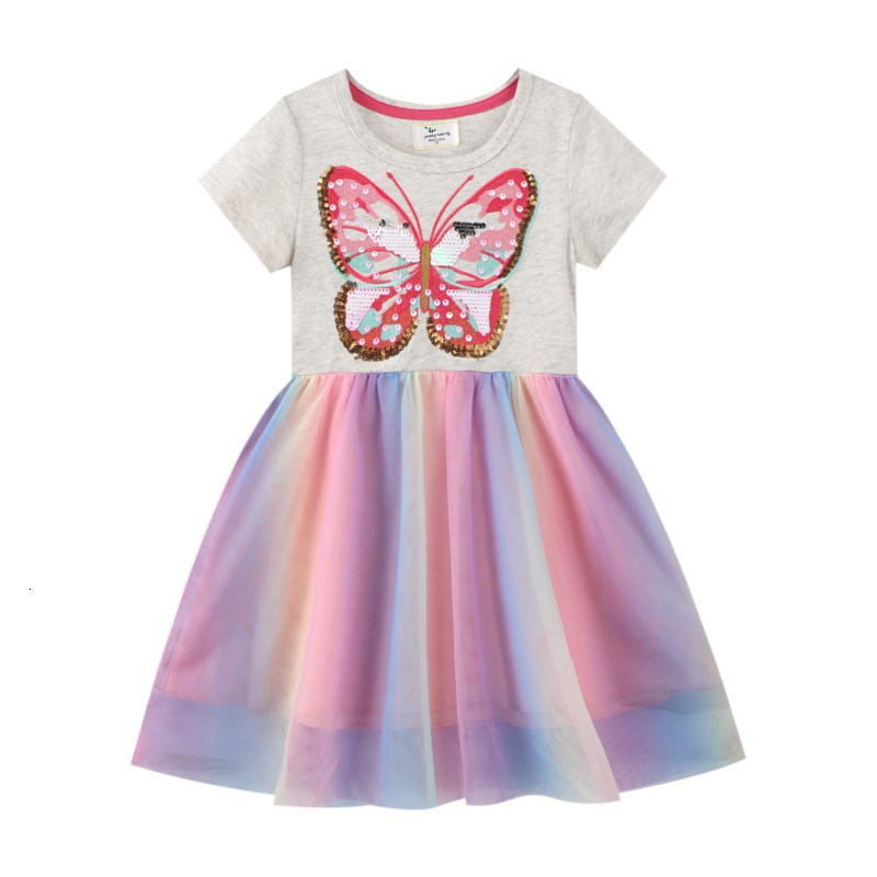 Girl s Dresses Jumping Meters Arrival Unicorn Beading Princess Party Girls Summer Toddler Clothes Cotton Kids Costume Baby Frocks 230420