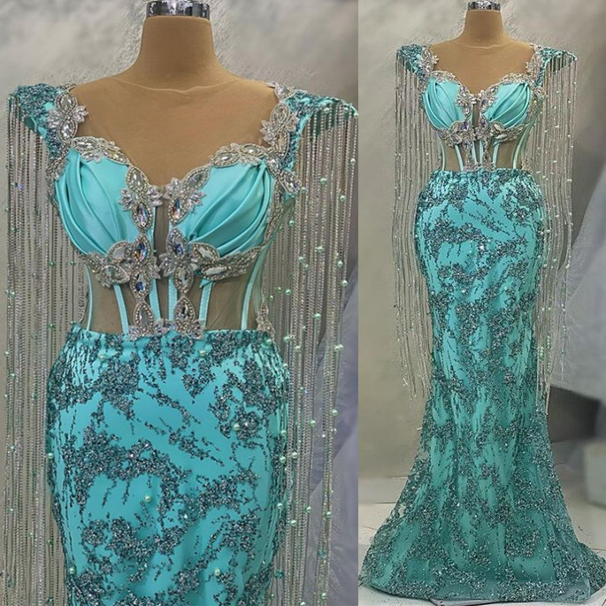 

2023 April Aso Ebi Luxurious Mermaid Prom Dress Beaded Crystals Evening Formal Party Second Reception Birthday Engagement Gowns Dresses Robe De Soiree ZJ582, Purple