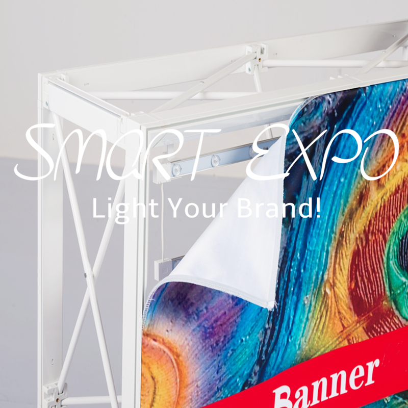 8ft Backlit SEG Pop Up Advertising Display 224x224CM with LED Ladder Light Set Custom Banner Print