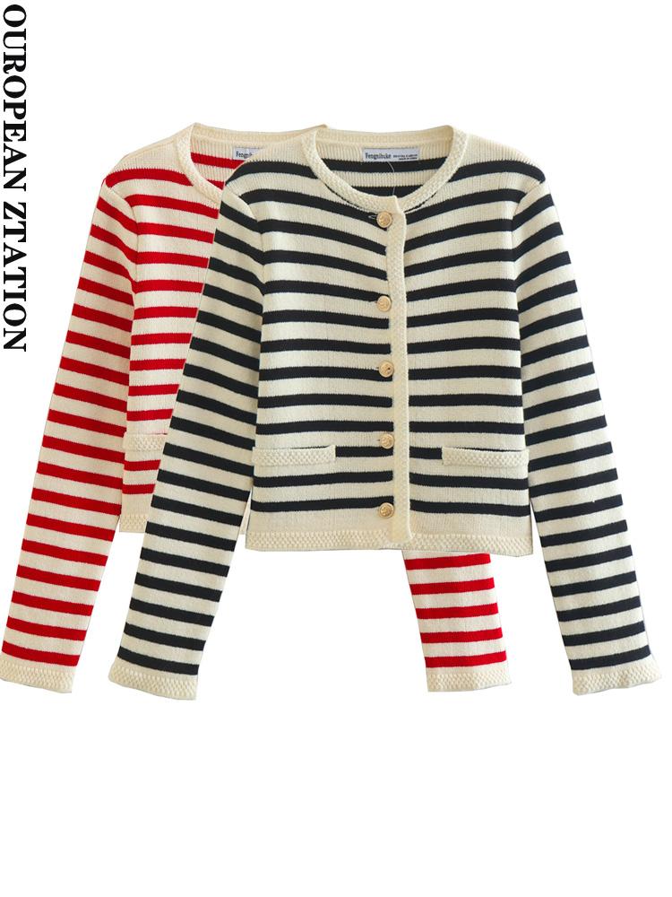 Sweaters PAILETE WOMEN 2022 FASHION FRONT GOLD BUTTON STRIPED KNIT CARDIGAN SWEATER VINTAGE O NECK LONG SLEEVE FEMALE PULLOVERS CHIC TOP, Picture color
Sweaters PAILETE WOMEN 2022 FASHION FRONT GOLD BUTTON STRIPED KNIT CARDIGAN SWEATER VINTAGE O NECK LONG SLEEVE FEMALE PULLOVERS CHIC TOP, Picture color