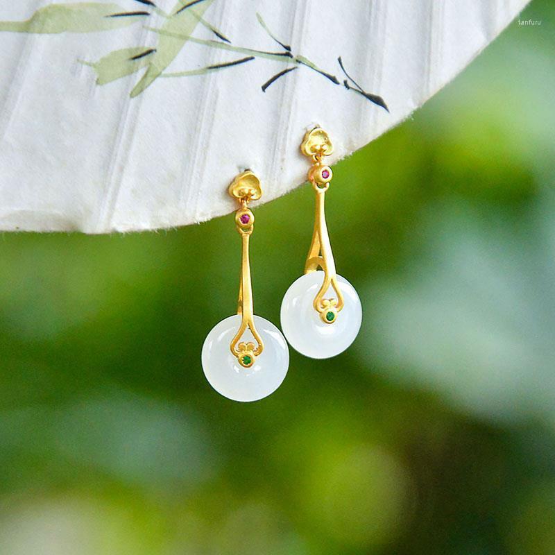 Dangle Earrings Simple And Natural Hetian White Jade Round For Women Fresh Retro Party Silver Jewelry Girlfriend Gift
Dangle Earrings Simple And Natural Hetian White Jade Round For Women Fresh Retro Party Silver Jewelry Girlfriend Gift