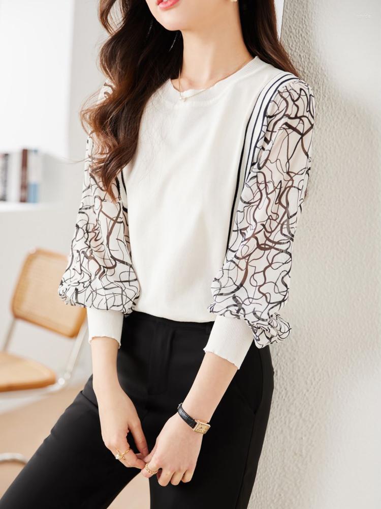 Women' Blouses Korean Blouse Women Fake Two Piece Shirt Printing Chiffon Patchwork Long Sleeve Knitwears Pullovers Top Elegant, Black
Women' Blouses Korean Blouse Women Fake Two Piece Shirt Printing Chiffon Patchwork Long Sleeve Knitwears Pullovers Top Elegant, Black