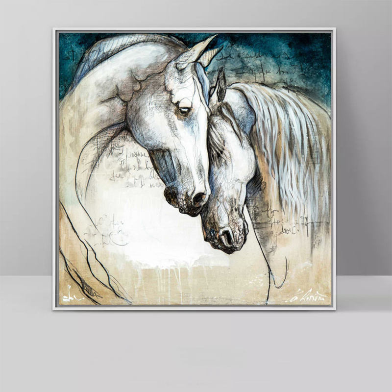 Vintage Horse Love Painting Animal Art Prints Painting On Canvas For Living Room Wall Decorative Pictures Classic Posters And Prints Unframed