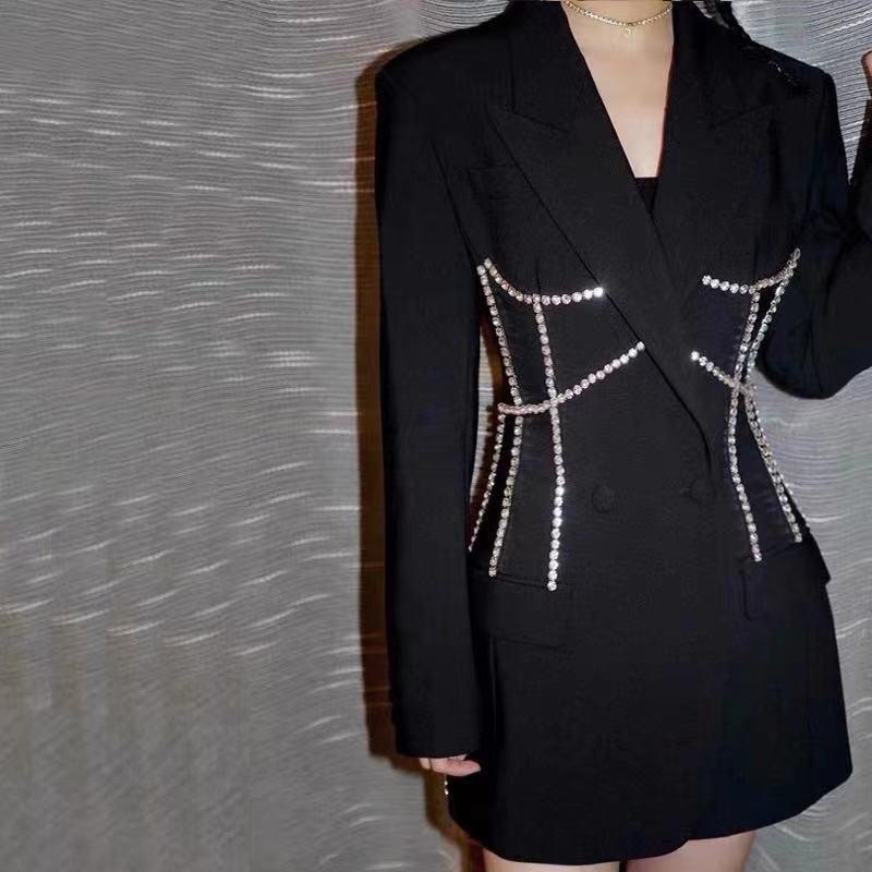 Pants Spring Luxury diamond Suit Blazers Women medium long fashion suit skirt bow long sleeve suit Blazers Cool silver suit 20 colors, 8915 black
Pants Spring Luxury diamond Suit Blazers Women medium long fashion suit skirt bow long sleeve suit Blazers Cool silver suit 20 colors, 8915 black