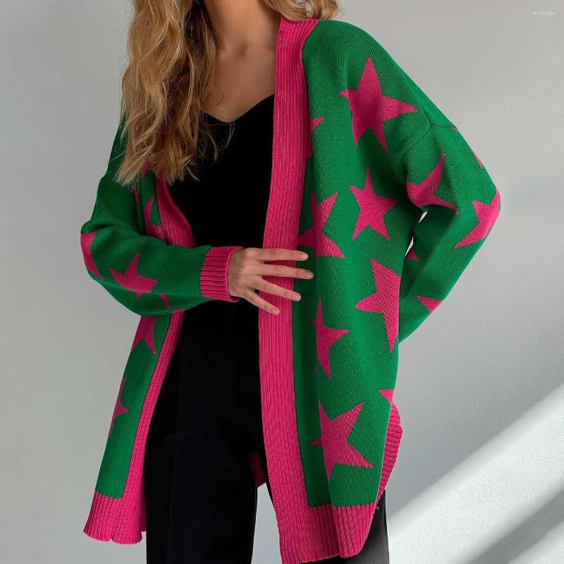 Women' Knits Boho Cardigans Star Jacquard Knitted Sweater Women Hip Hop Long Sleeve V Neck High Street Lady 2023 Winter American Jumper, Green
Women' Knits Boho Cardigans Star Jacquard Knitted Sweater Women Hip Hop Long Sleeve V Neck High Street Lady 2023 Winter American Jumper, Green
